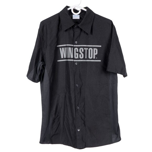 WingStop Button Up Shirt S Mens Employee Black Logo Short Sleeve - Picture 1 of 6